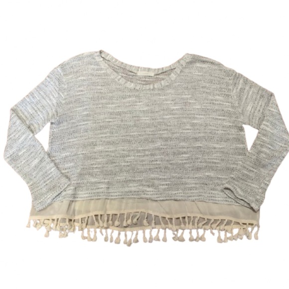 Anthropologie Tops - Lush by Anthropologie, Lightweight Knit Crop Top with Tassel Hem, Large